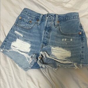 Levi's Light Blue Distressed Denim Cutoff Shorts